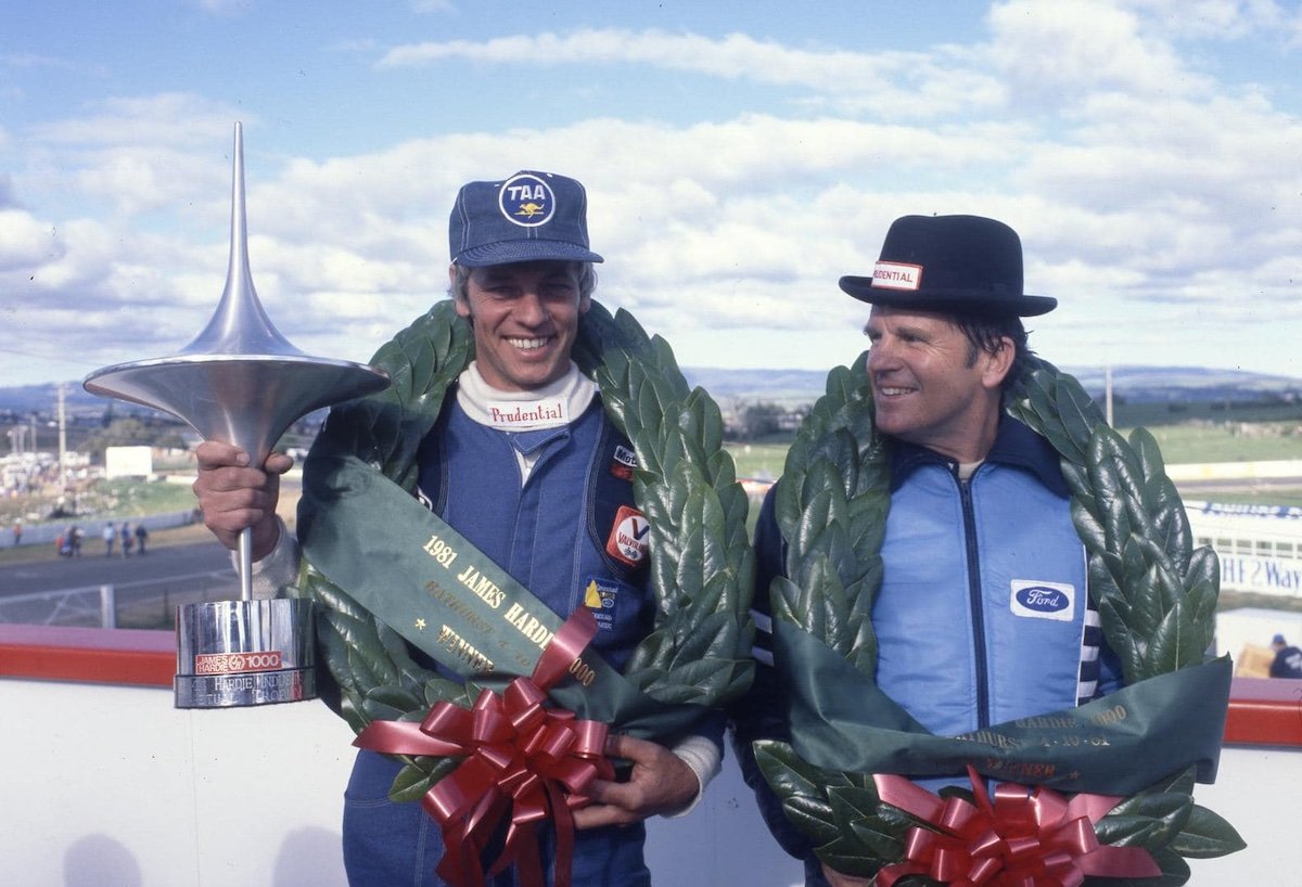 John French and Dick Johnson with the 1981 Bathurst 1000 trophy